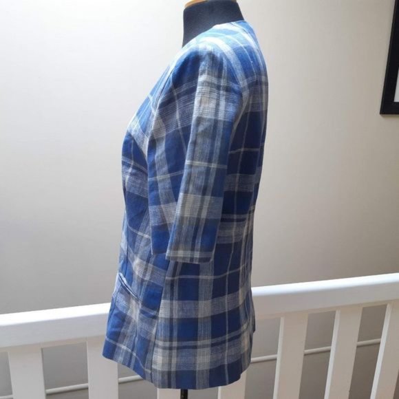 Caslon Blue Stripe Cotton Button Down Shirt Blouse XL - Picture 6 of 7